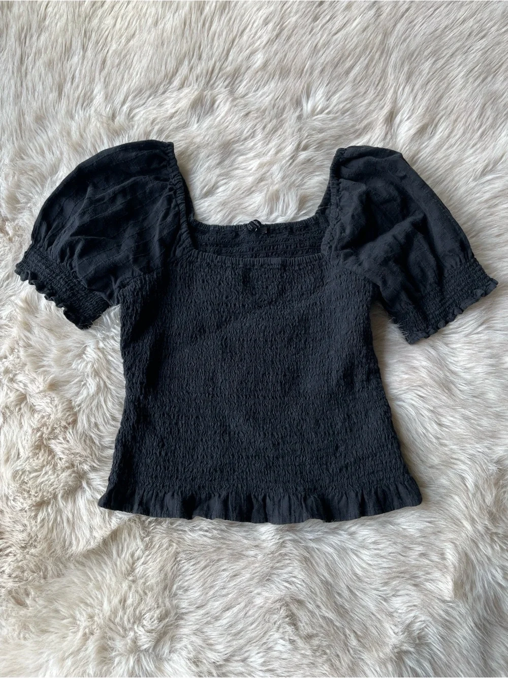 Madewell Lucie Puff-Sleeve Smocked Bodice Top